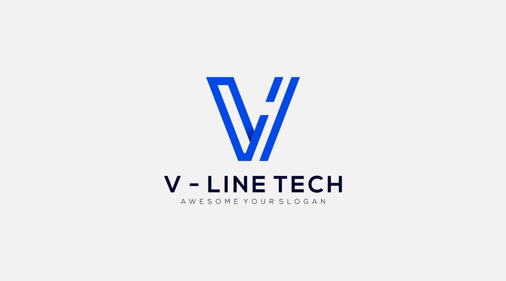 Letter v line Art logo design concept vector