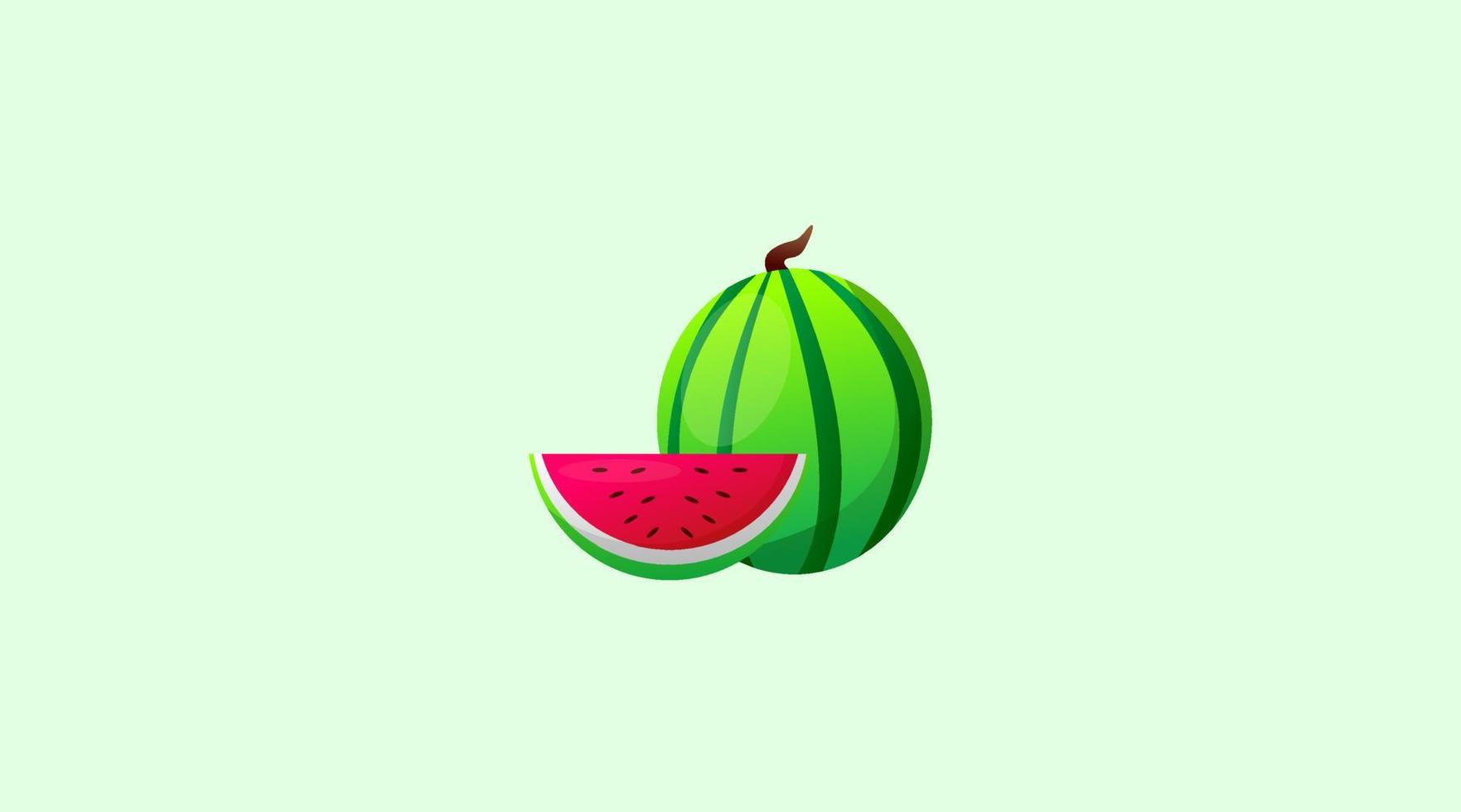 Cartoon Water Melon Fruit Logo Vector Icon Illustration