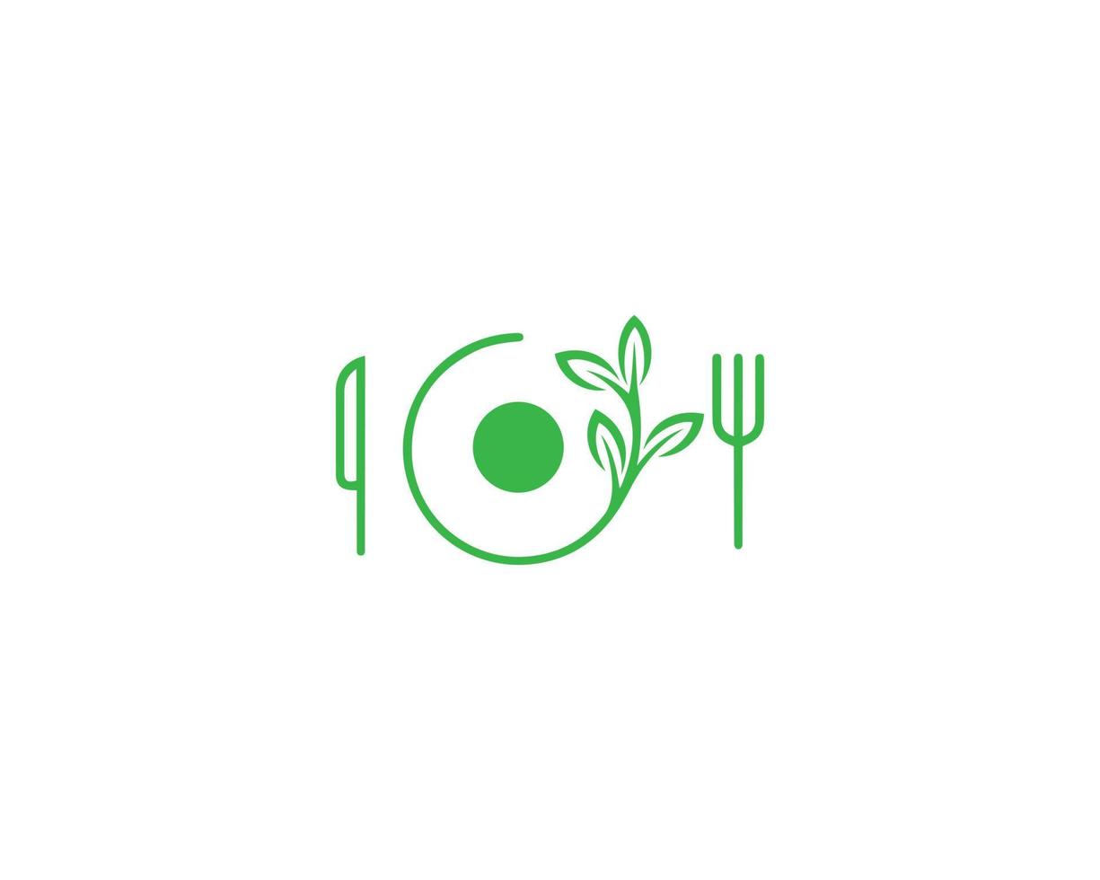 Green Organic Food And Eco Food Logo Design Vector Template.