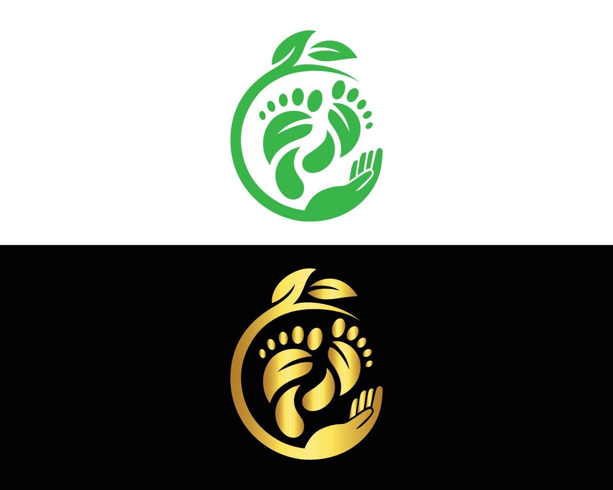 Foot Nature Logo Design Vector Emblem Concept Creative Symbol Vector Icon Template.