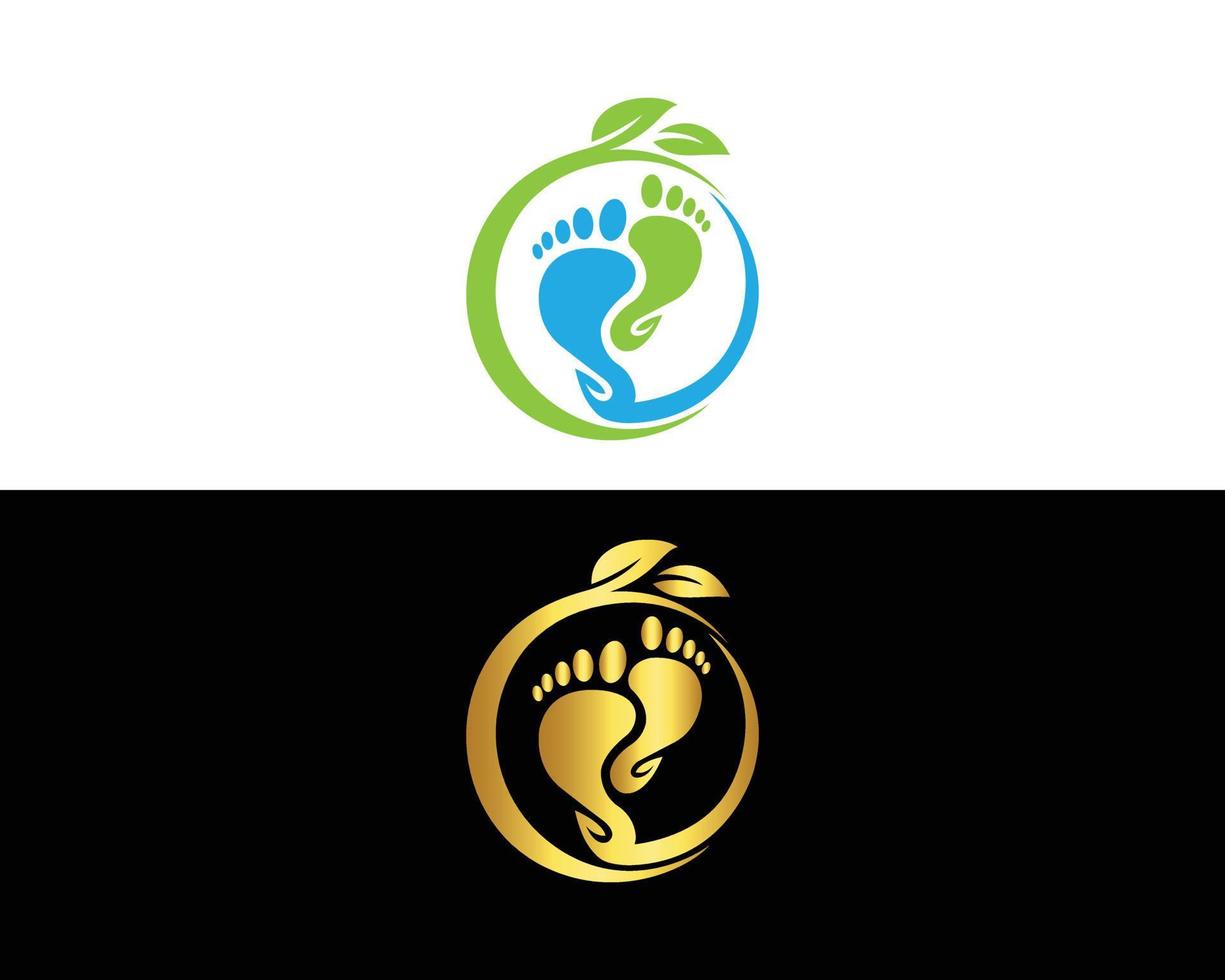 Foot Nature Logo Template Design Vector Emblem Concept Creative Symbol Vector Icon Template.