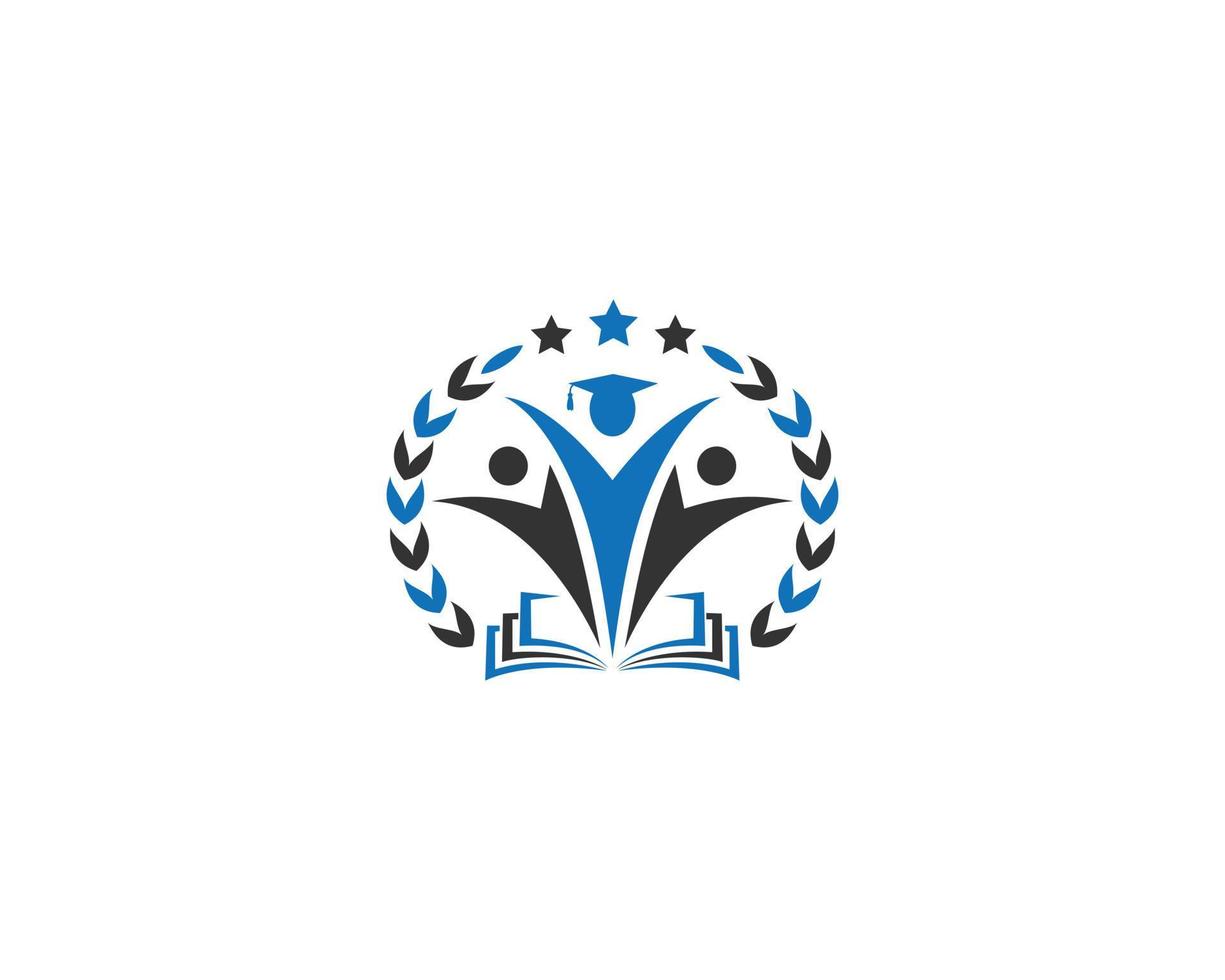 Education Badge Logo Design University High School Emblem Laurel Wreath Vector Template.