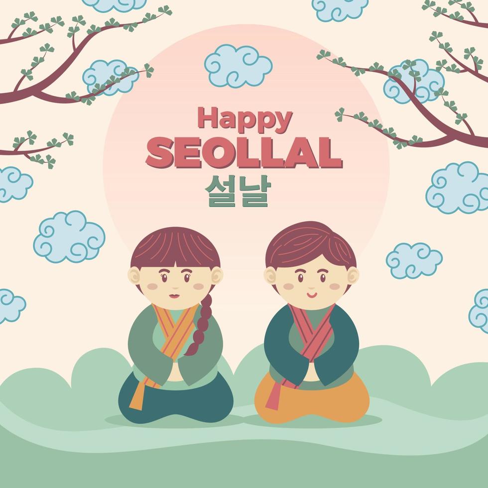 Seollal Korean New Year Concept vector