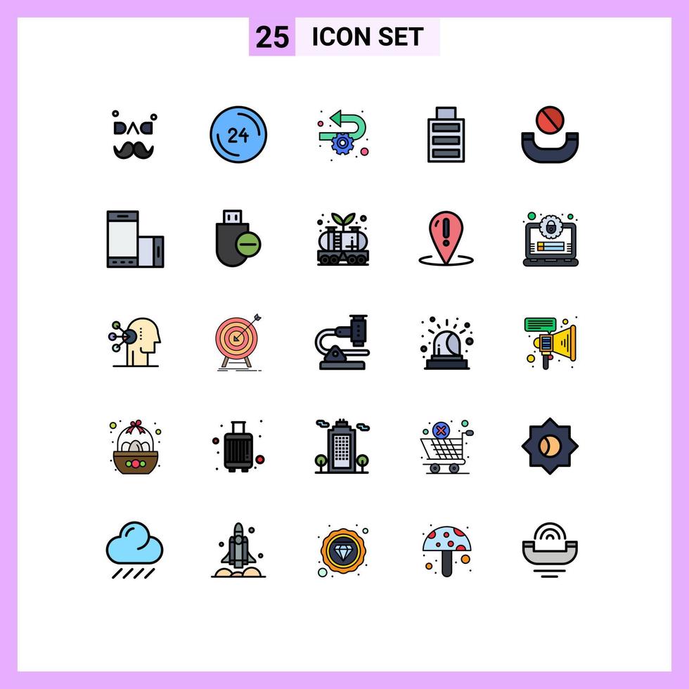 conjunto de pictogramas de 25 colores planos de línea llena simple de denegar simple contáctenos elementos de diseño de vector editables de proceso completo