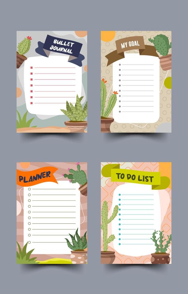 Journal Template with Cactus Concept vector