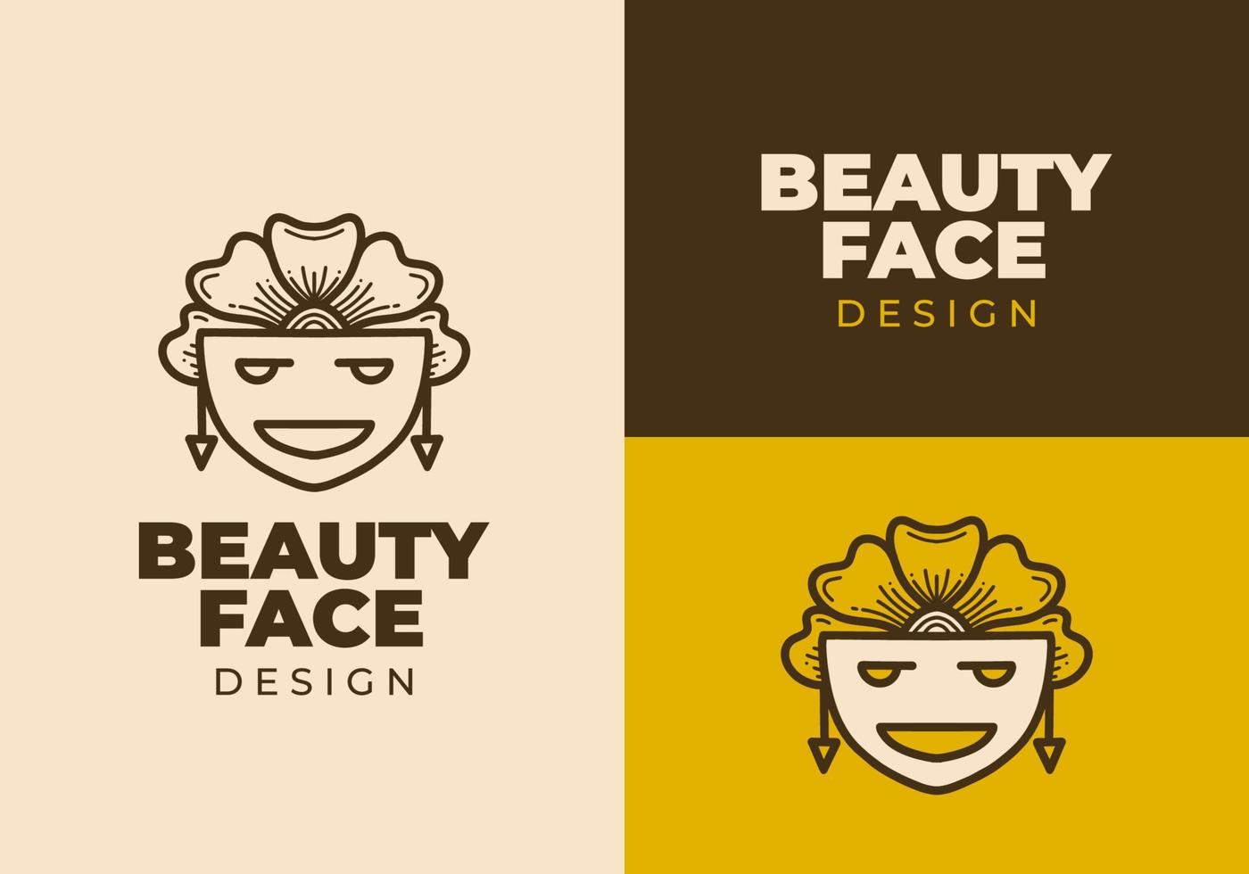 Vintage art illustration of the face with flower hair vector