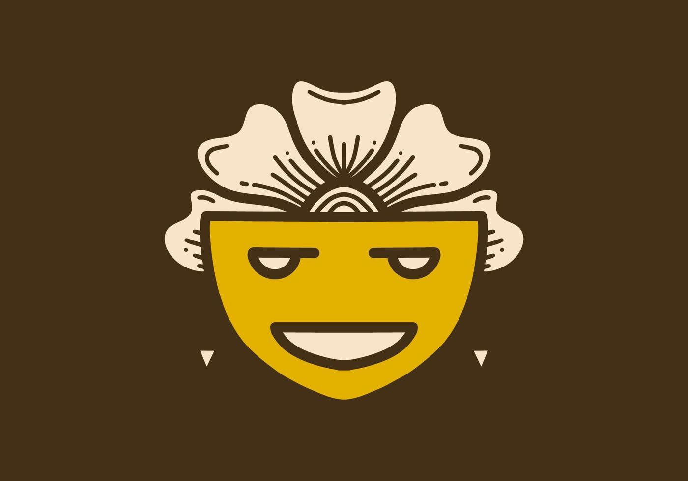 Vintage art illustration of the face with flower hair vector