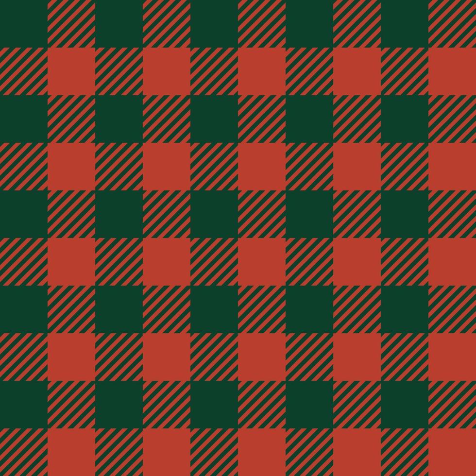 clásico adorno de leñador a cuadros de búfalo sin costuras patrón de fondo. patrón a cuadros rojo y verde, estampado de camisa de tela de franela. telón de fondo de tartán de Navidad de invierno. vector