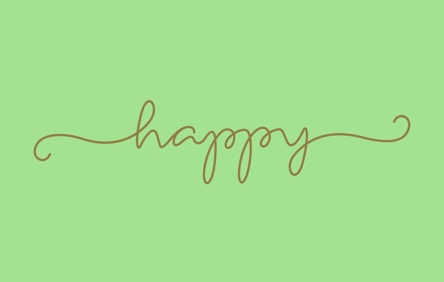 happy text lettering design in continuous line drawing vector