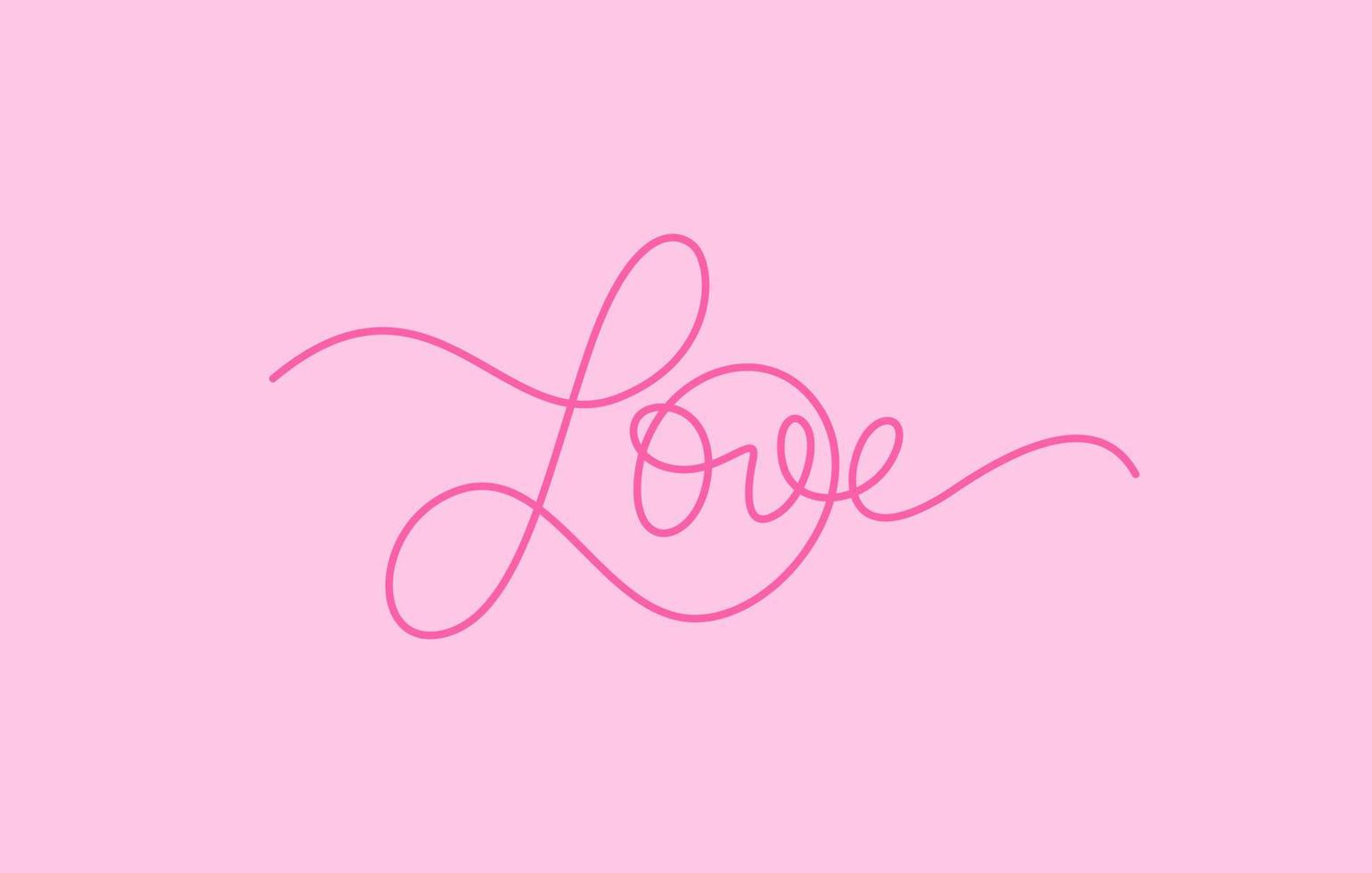 love word lettering design in continuous line drawing vector