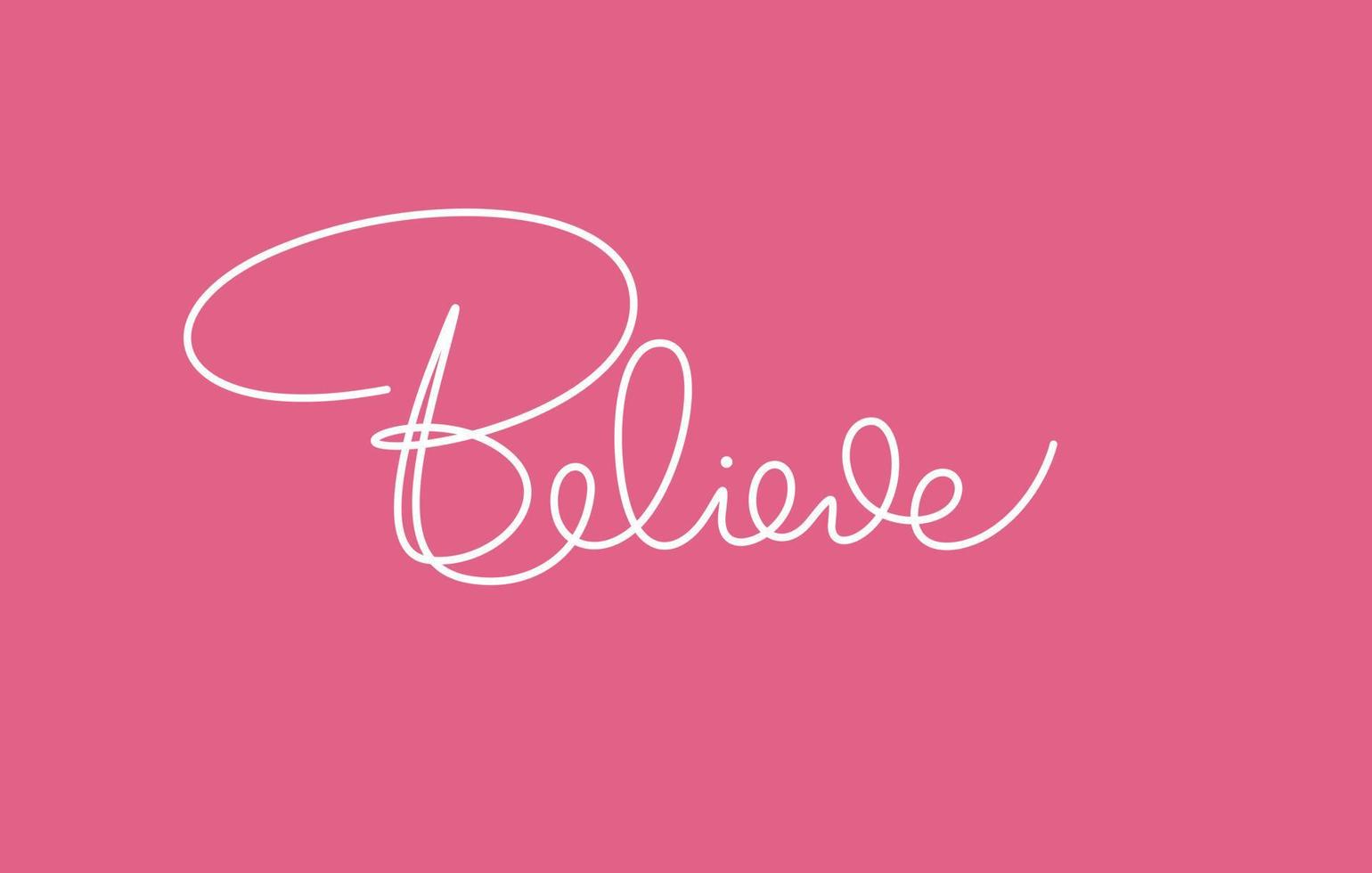 believe word lettering design in continuous line drawing vector