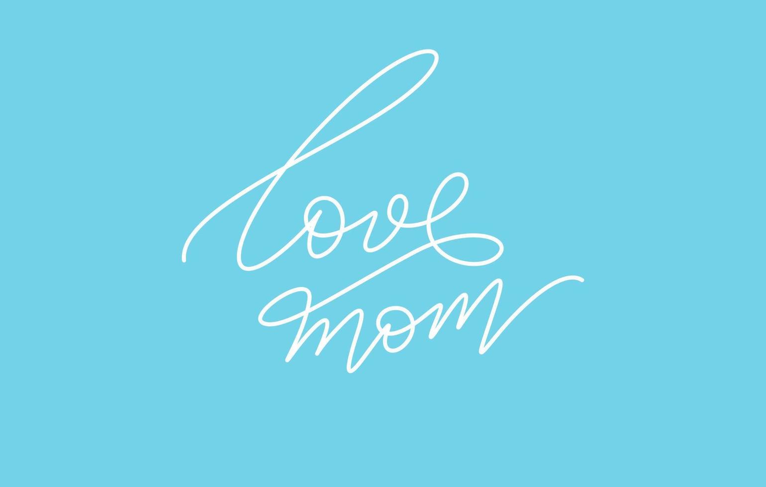 love mom word lettering design in continuous line drawing vector