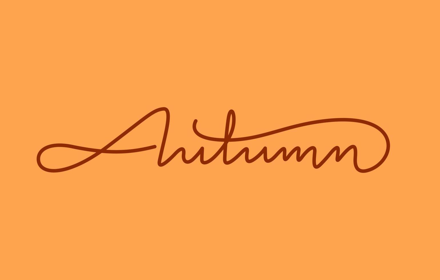 autumn season word lettering design in continuous line drawing vector