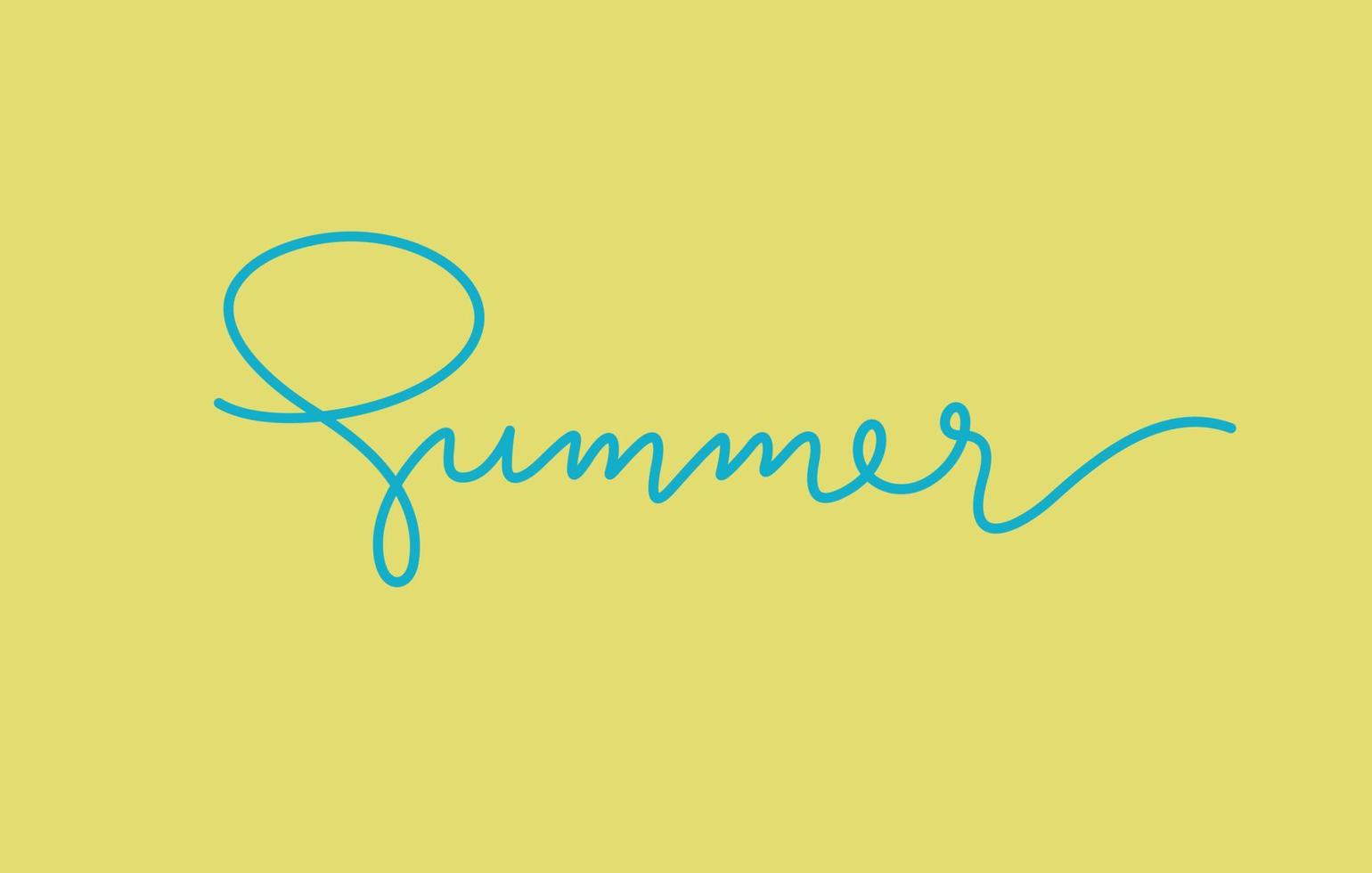 summer season word lettering design in continuous line drawing vector