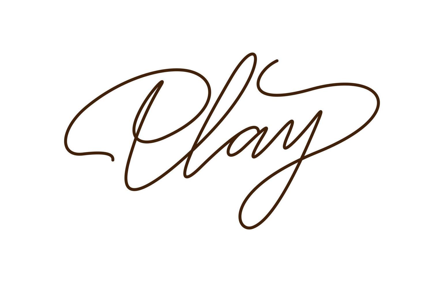 play word lettering design in continuous line drawing vector