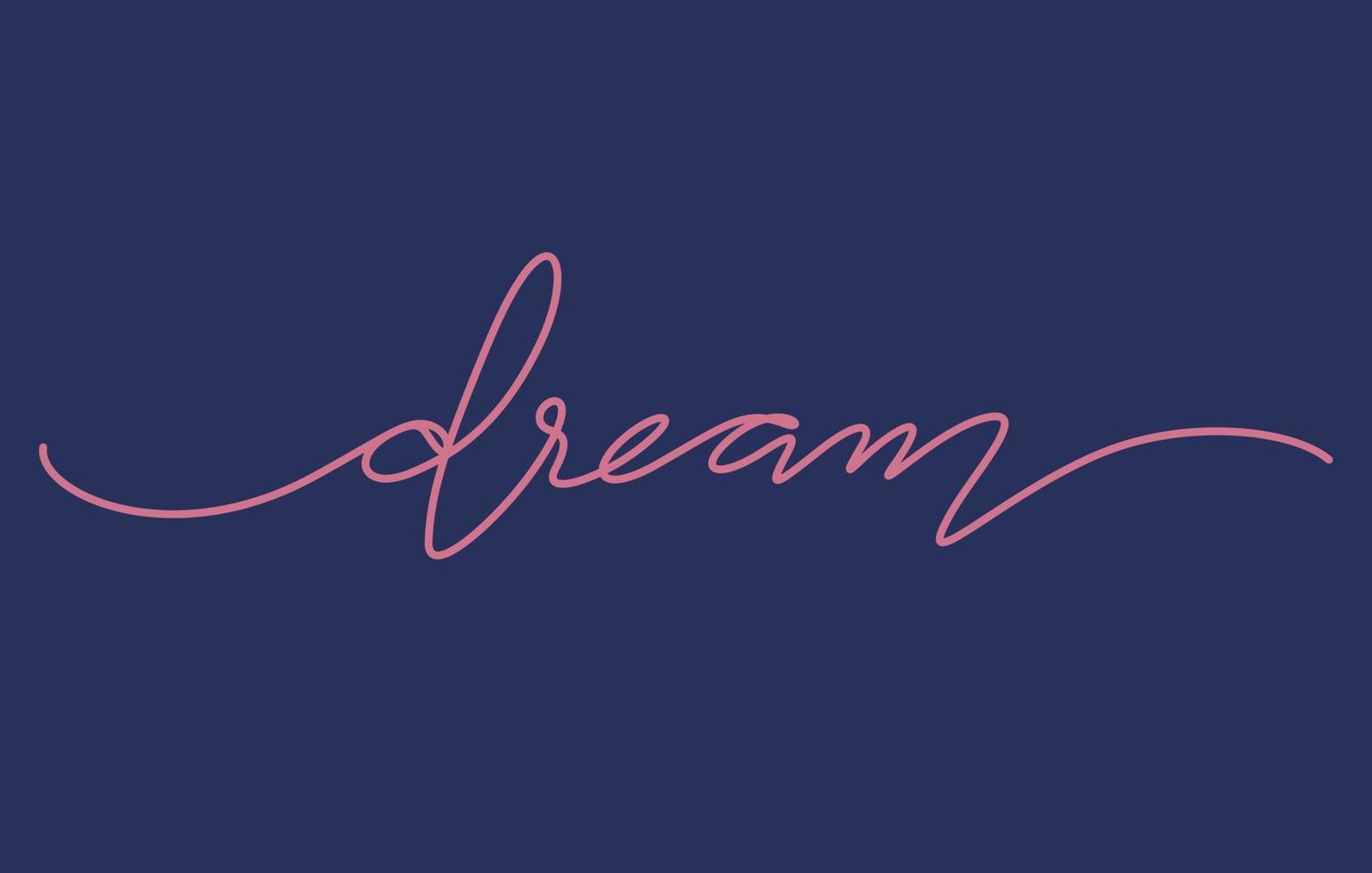 dream word lettering design in continuous line drawing vector