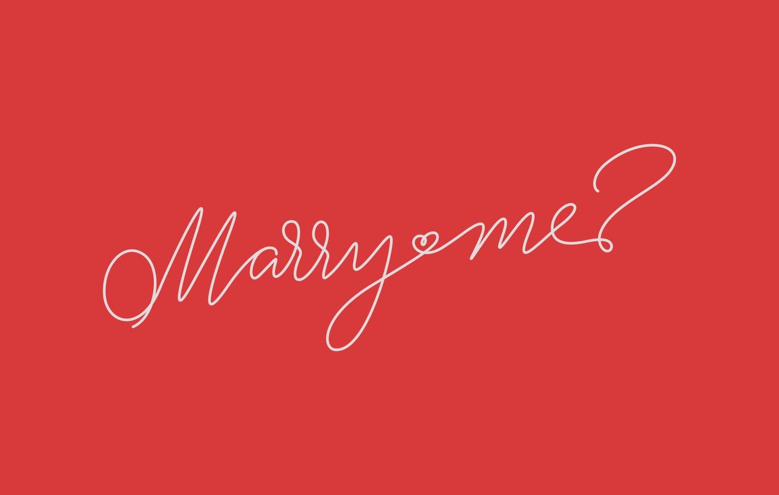 marry me word lettering design in continuous line drawing vector