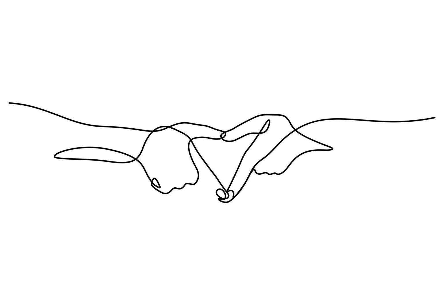 one line drawing of two hands making heart shape sign illustration vector