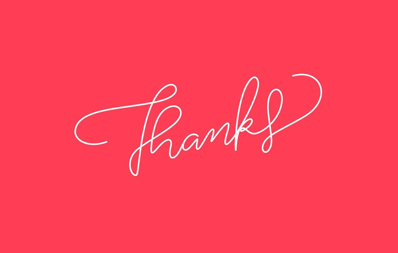 thanks word lettering design in continuous line drawing vector