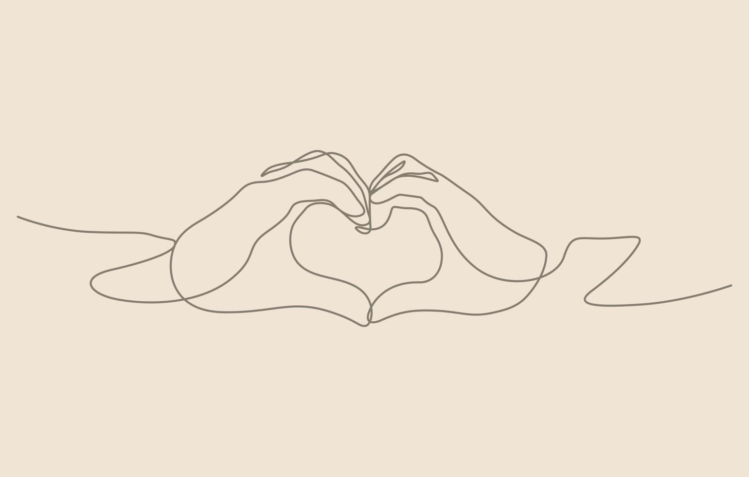 continuous line drawing of couple hands heart shape illustration vector