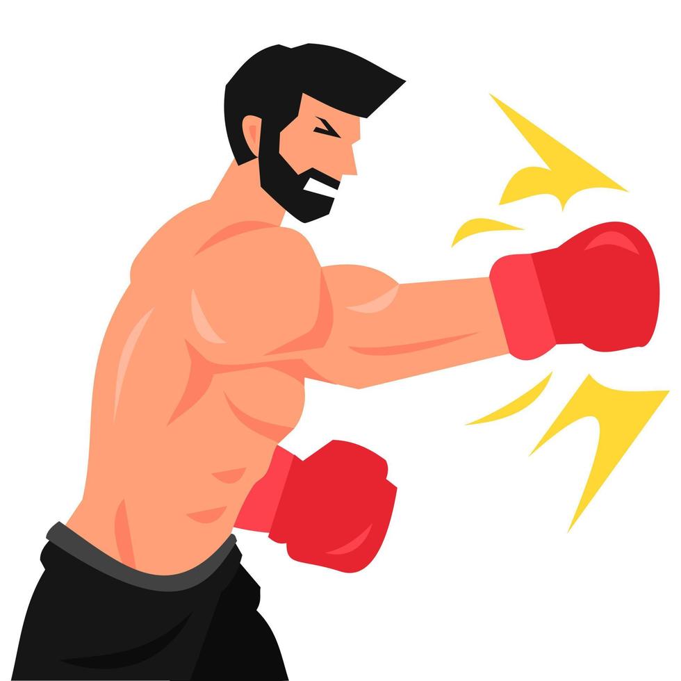 illustration of a boxer punching. boxing. athlete. men. boxing gloves. the concept of sports, activities, work, hobbies, etc. flat vector illustration