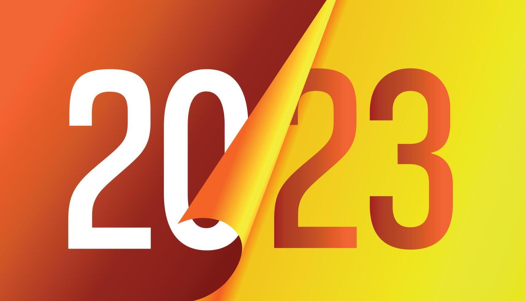 Orange Color Folding Happy New Year 2023 14721522 Vector Art at Vecteezy