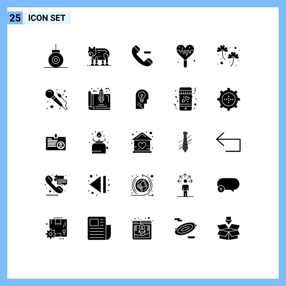 Solid Glyph Pack of 25 Universal Symbols of voice irish contact ireland sweets Editable Vector Design Elements