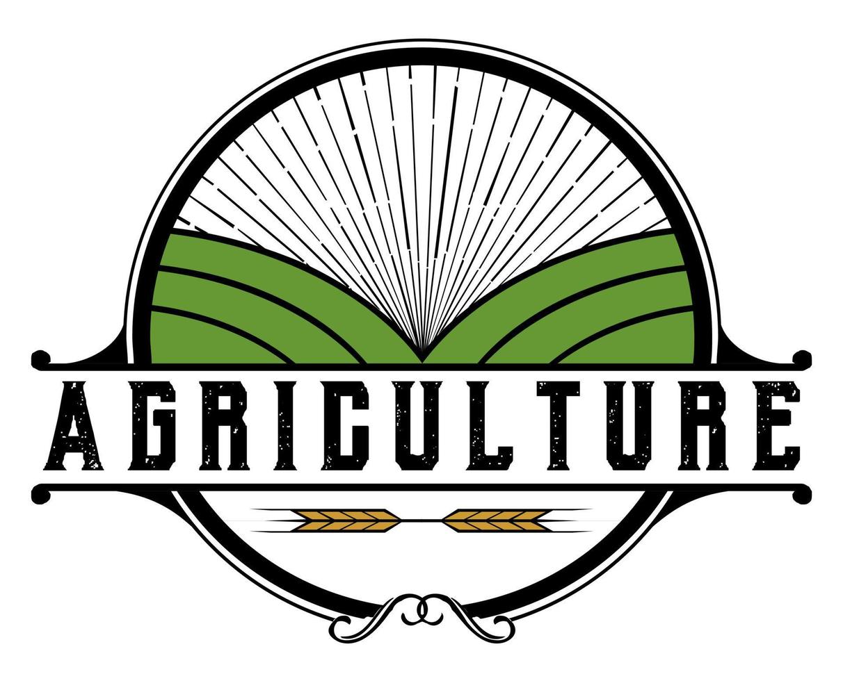 agricultura vintage insignia vector logo diseño