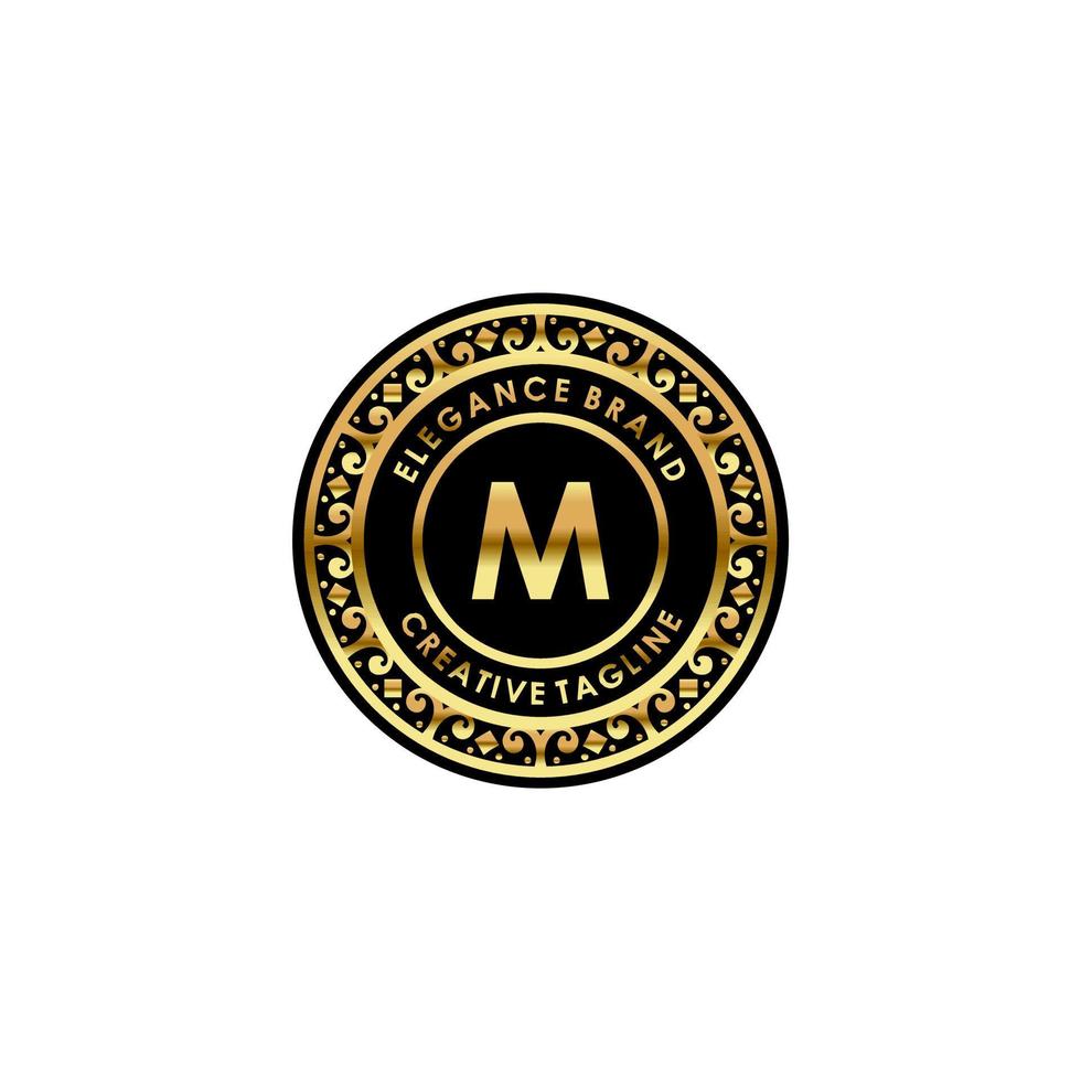 Abstract badge elegant with initial m logo design vector