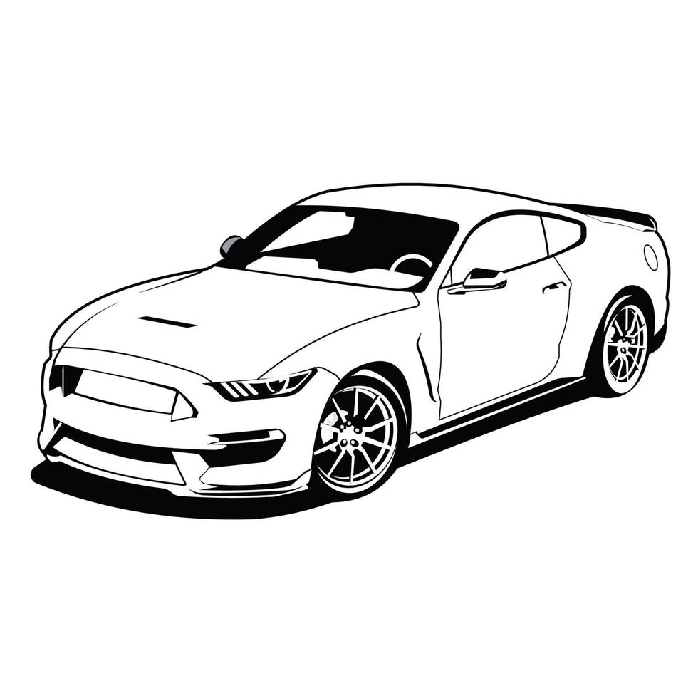 american muscle car black and white vector design