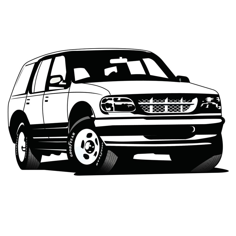 car black and white coloring book vector