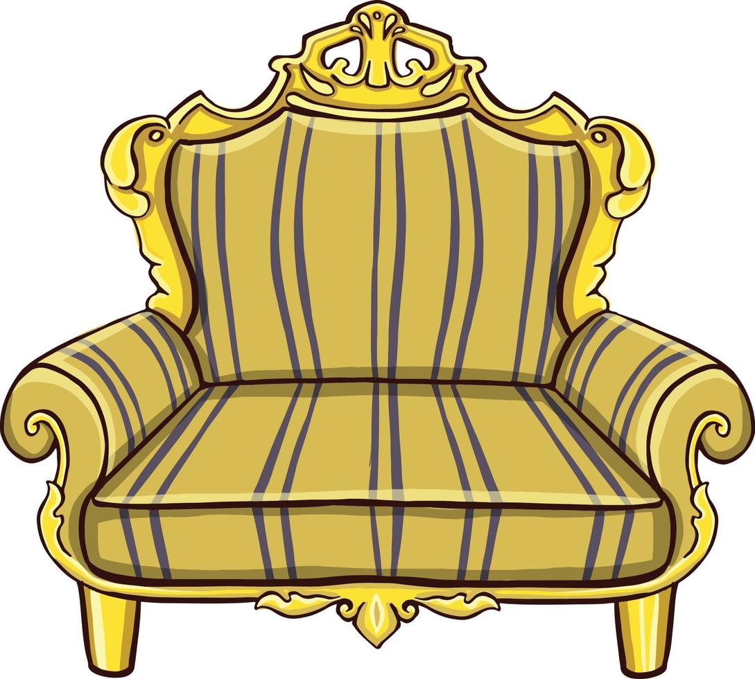 Retro sofa, yellow sofa in stripes illustration vector