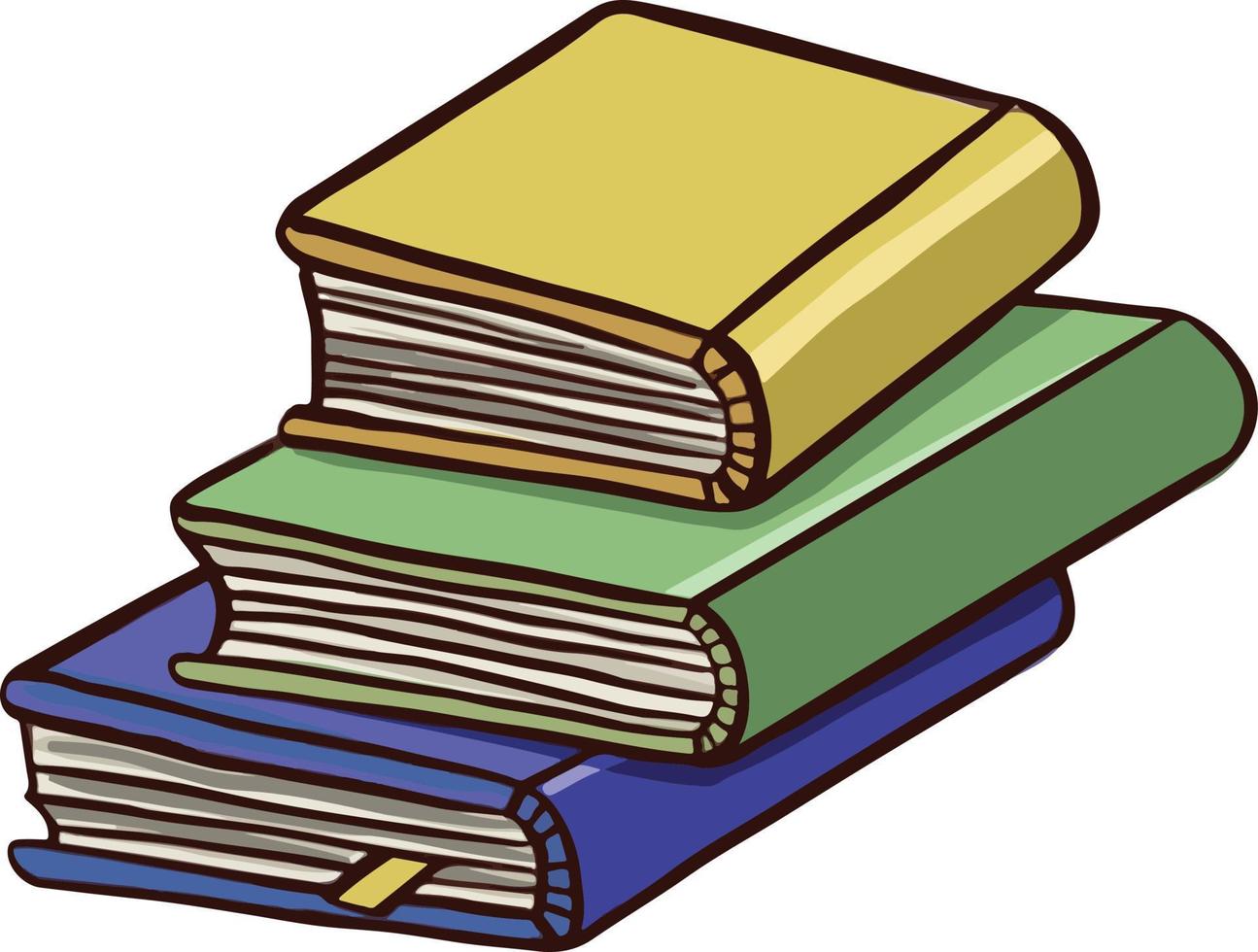 Stack of books for reading, textbooks, notepads color vector