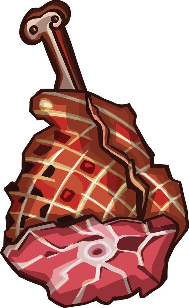 jamón, carne en el dibujo vectorial de hueso vector