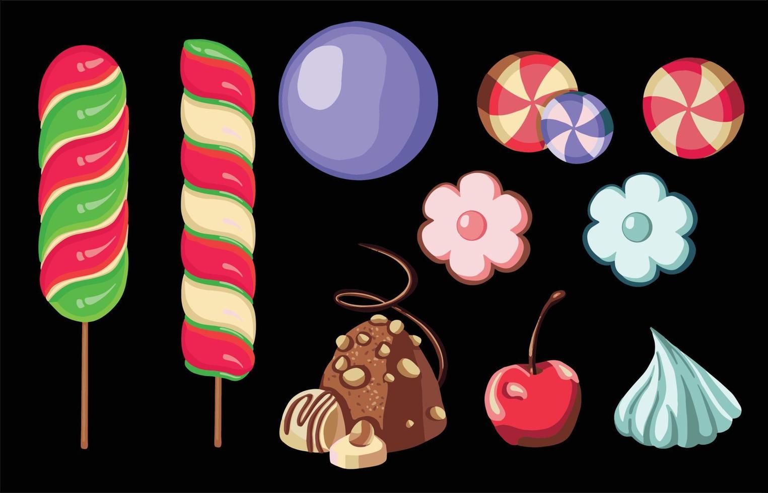 Set of different Sweet lollipops. High quality vector