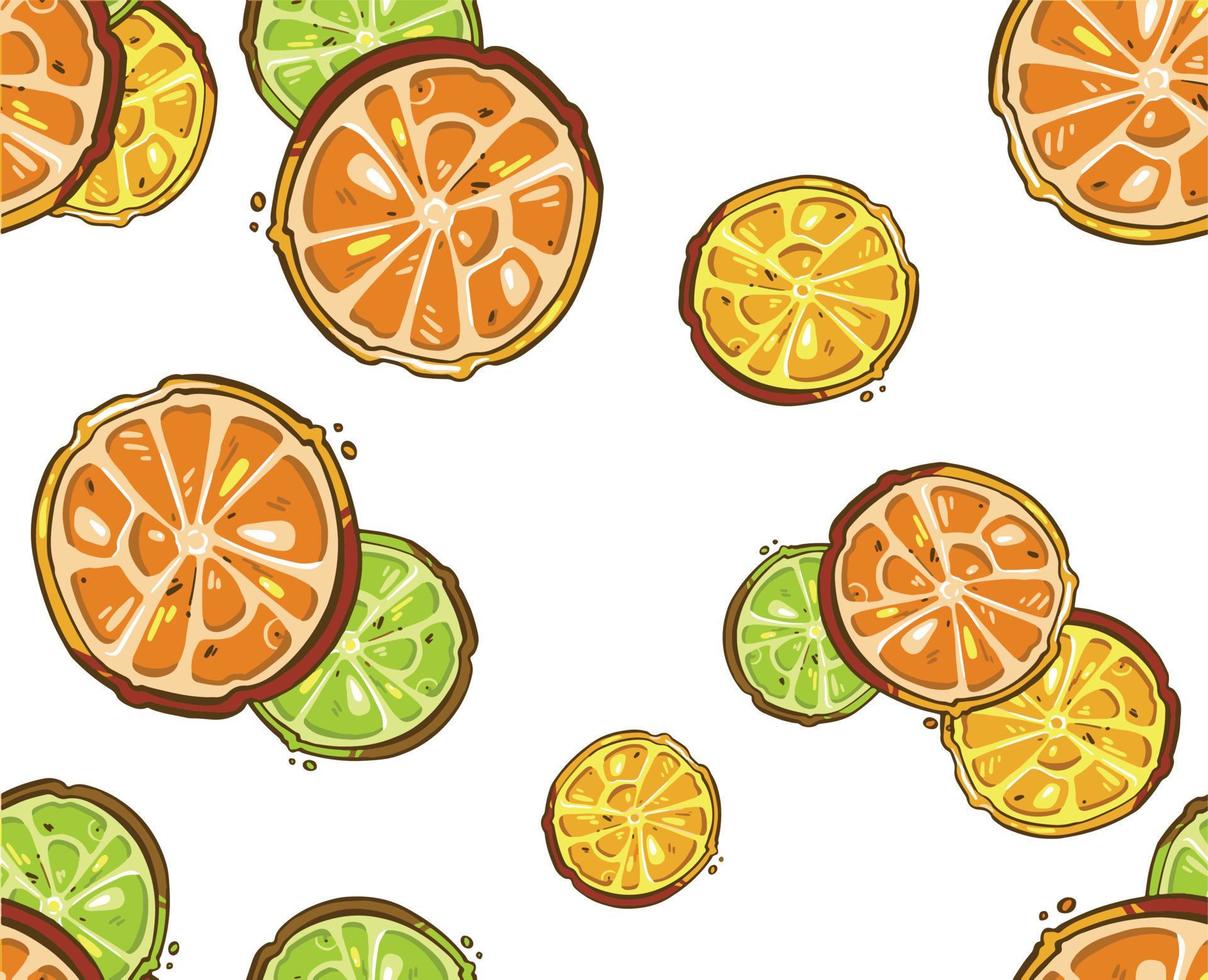 Set of fresh whole, half, cut slice and leaves orange fruit isolated vector