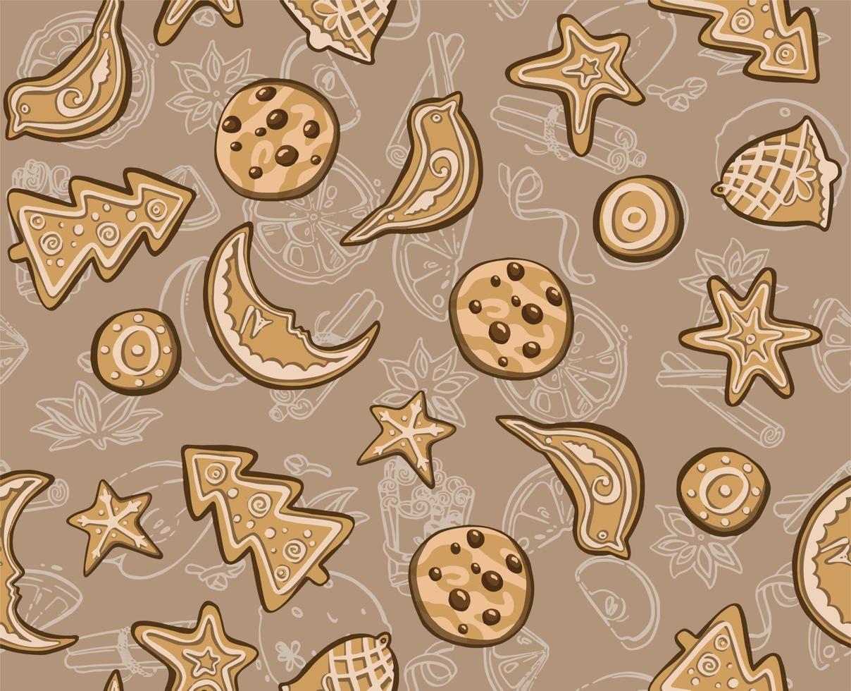 galletas de jengibre de vacaciones alfabéticas aisladas. feliz navidad y próspero año nuevo cifras cubiertas por azúcar glas. vector