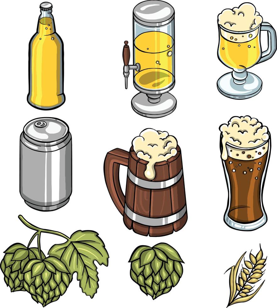 Beer. hand drawing set of sketches vector