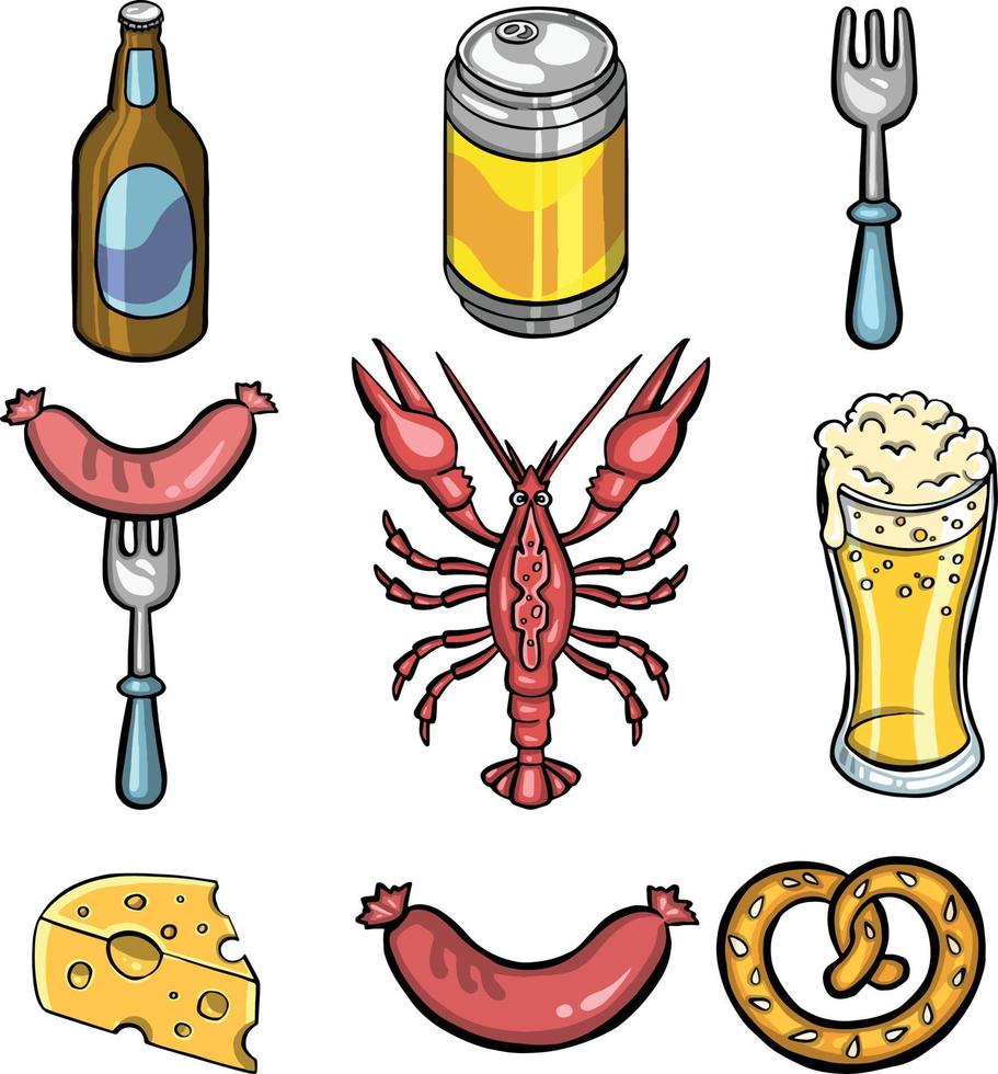Beer. hand drawing set of sketches vector