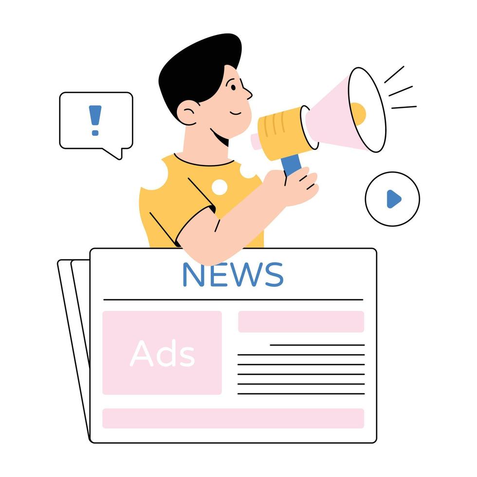 A flat illustration of media advertising vector