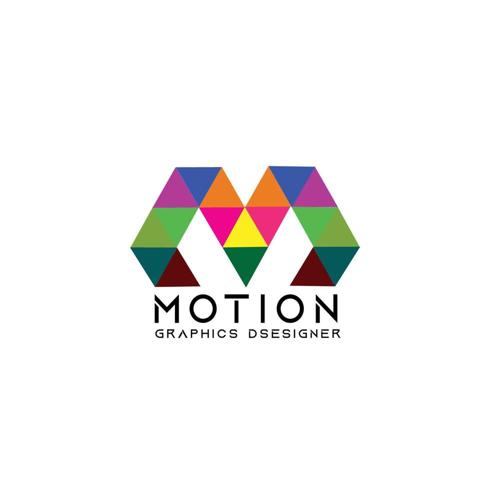 3D motion graphics design M logo template vector