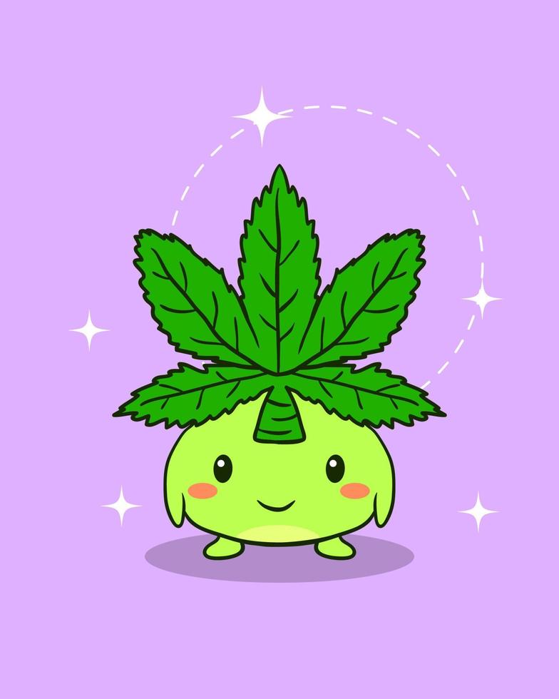 Cute Marijuana Sticker Character Design vector