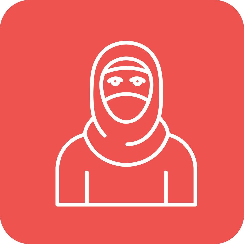 Hijab Line Round Corner Background Icons vector