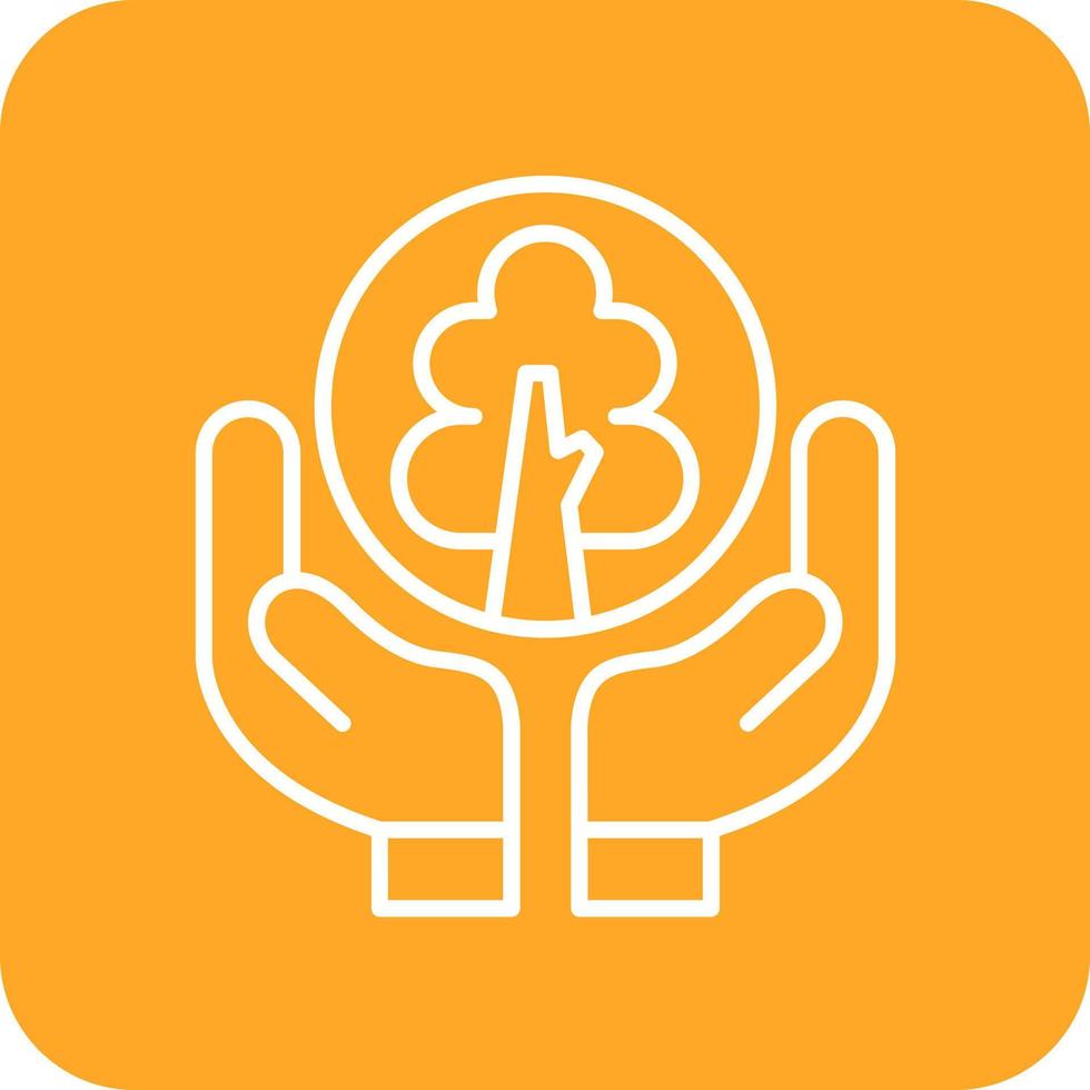 Save Plants Line Round Corner Background Icons vector