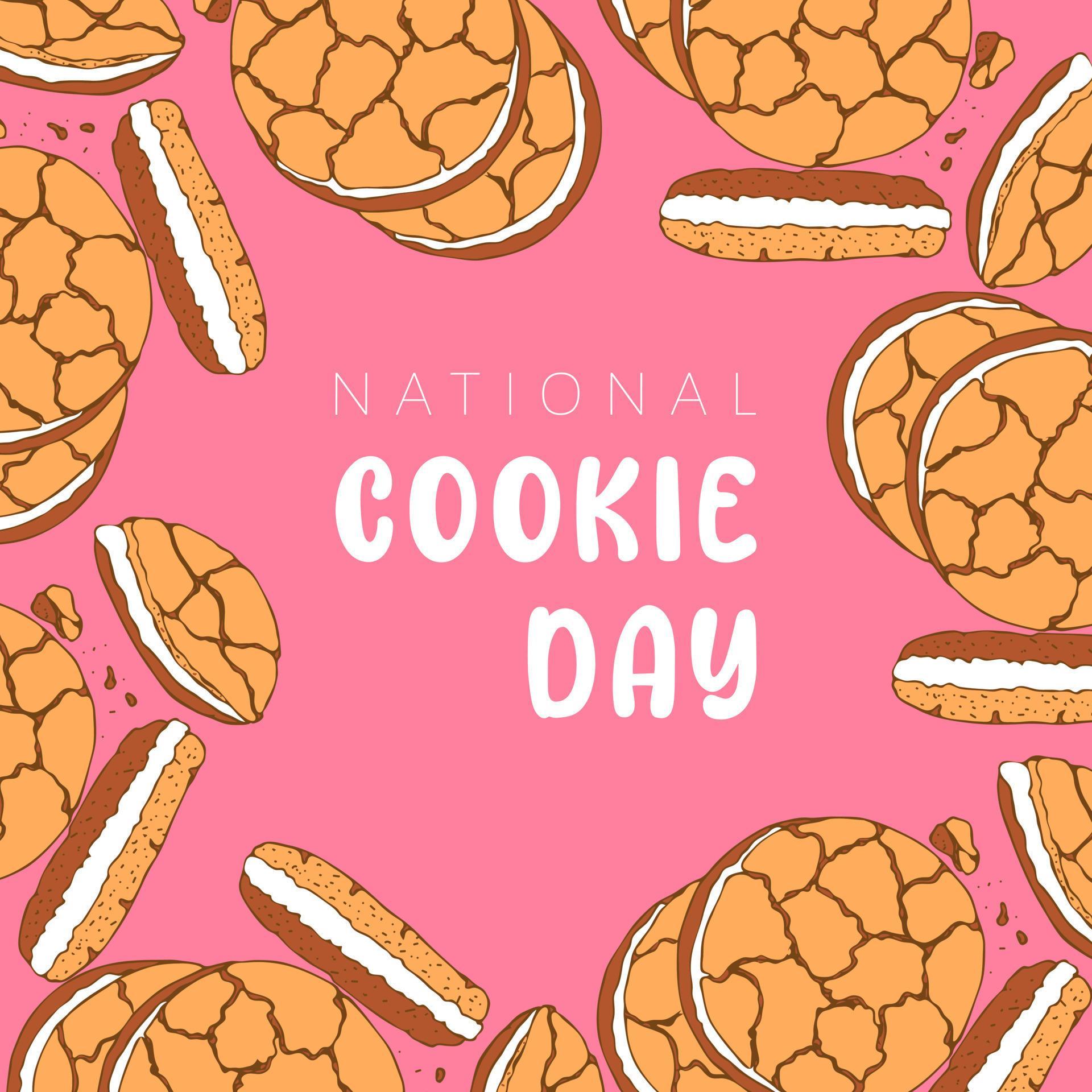 National Cookie Day banner, pink background, frame. 14722713 Vector Art