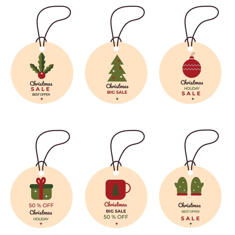 Christmas sales tags collection vector