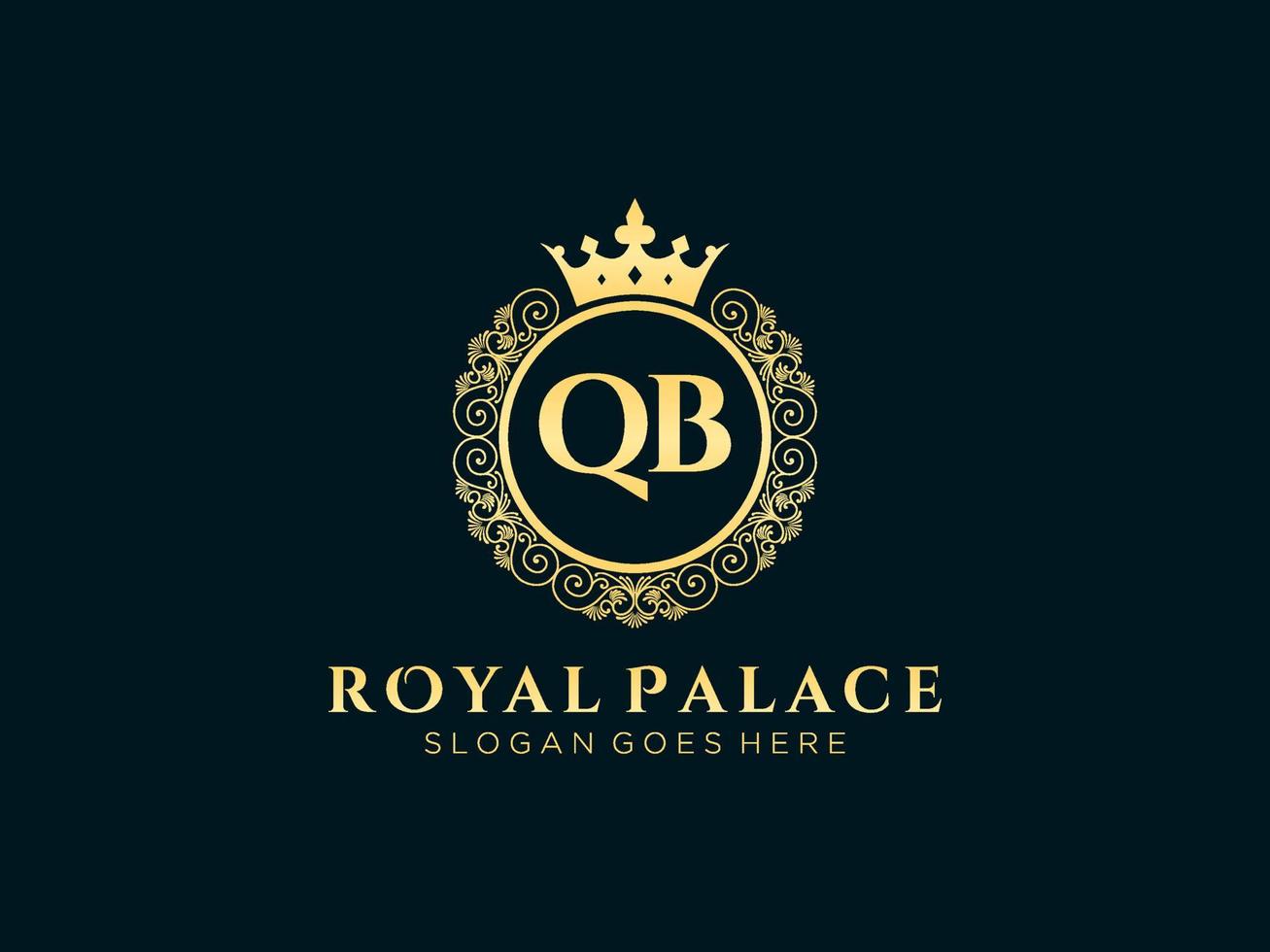 letra qb logotipo victoriano de lujo real antiguo con marco ornamental. vector
