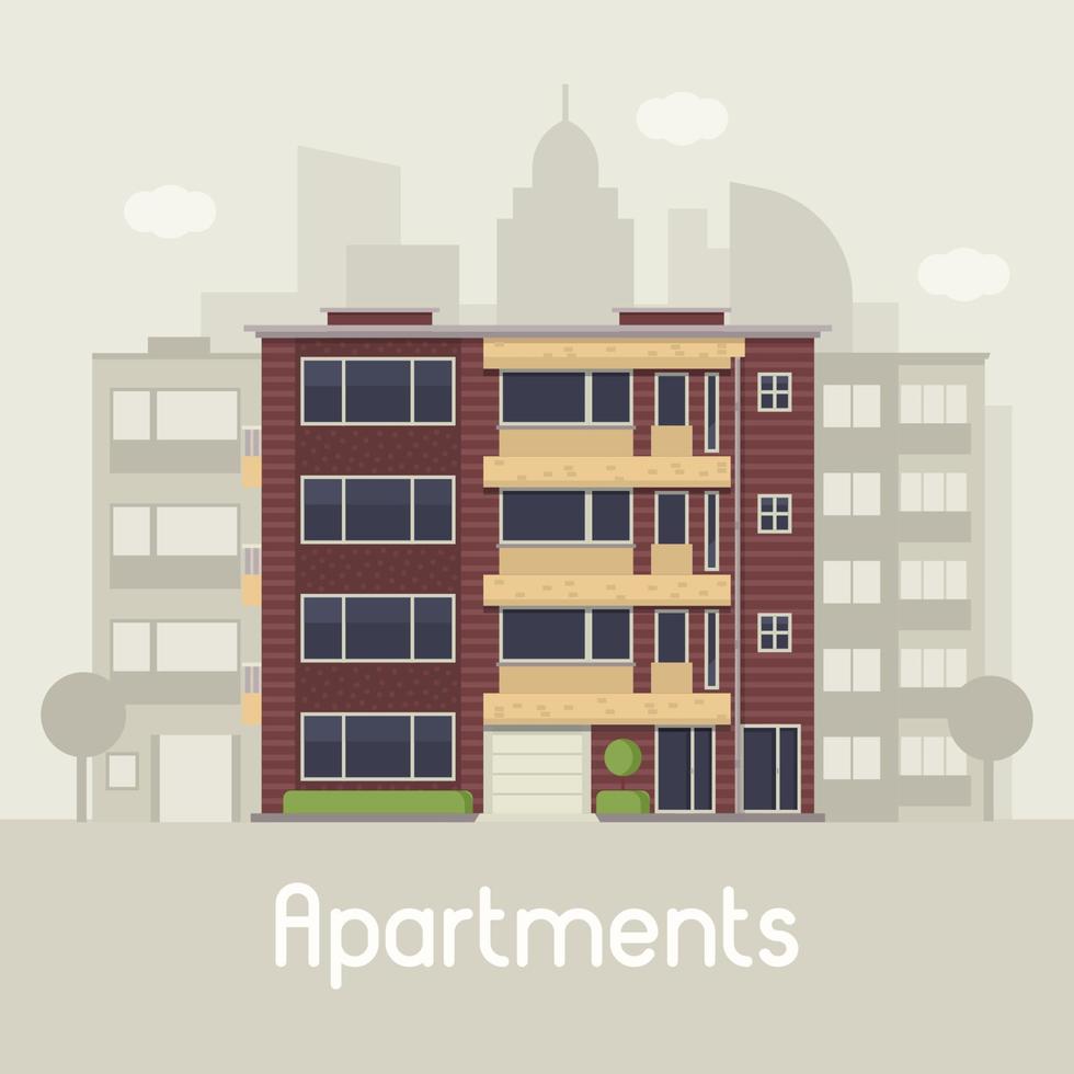 Modern Multistory House on City Background vector