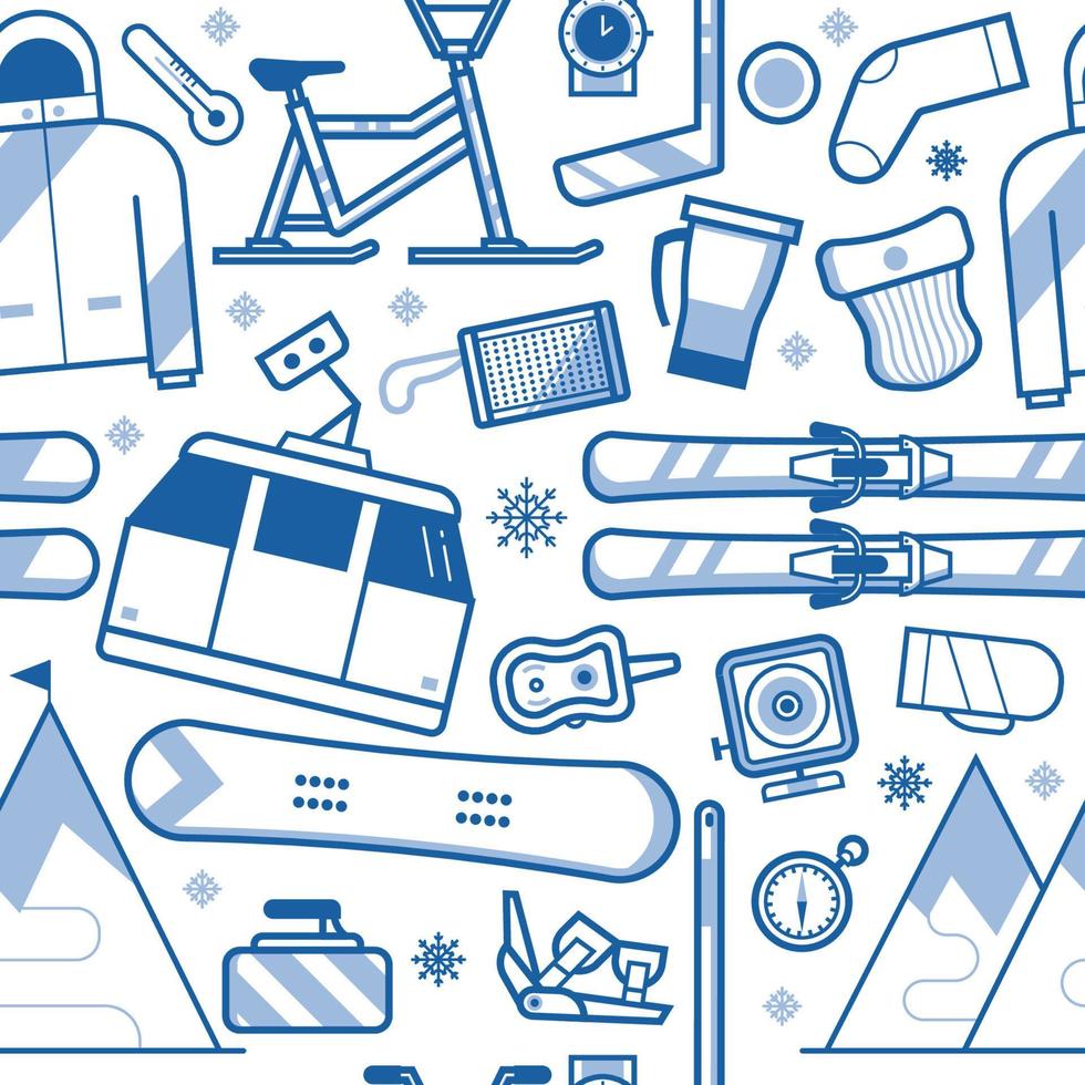 Ski Resort Seamless Pattern vector