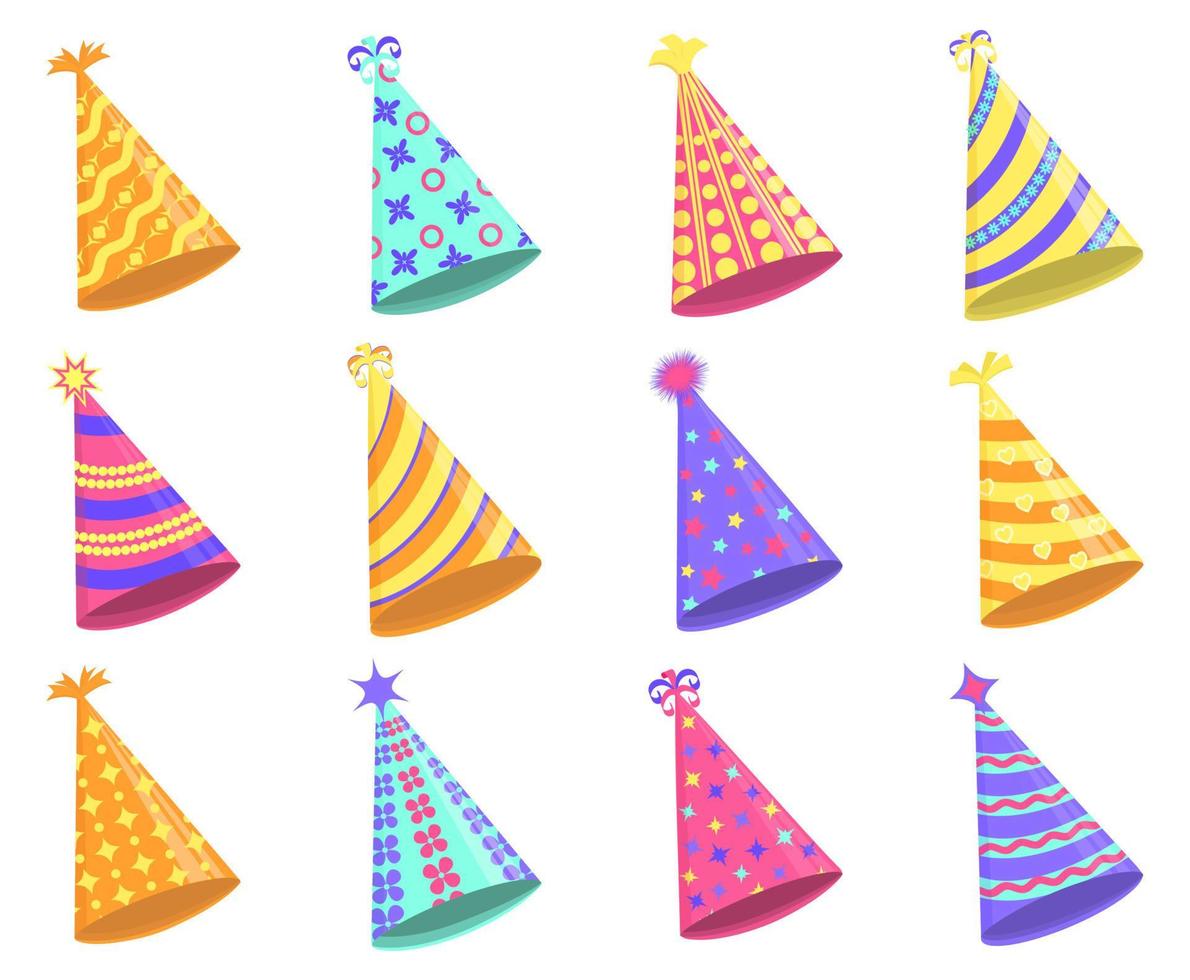 Party hat set isolated on a white. Vector illustration